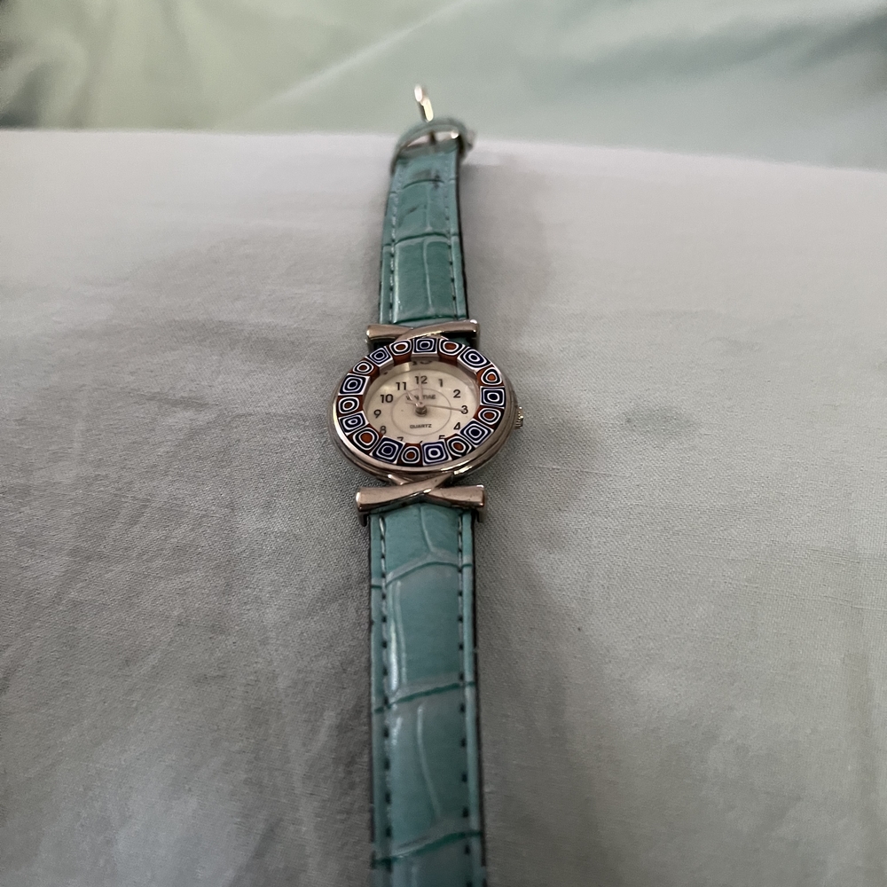 Glass of Venice Murano Glass Millefiori Women's Watch With Turquoise Strap